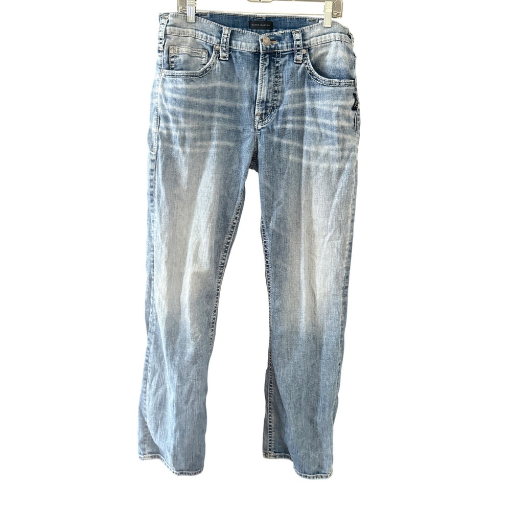 Silver Jeans Co Mens Light Wash Straight Leg Stretch Denim Pants 33 X 34 Casual